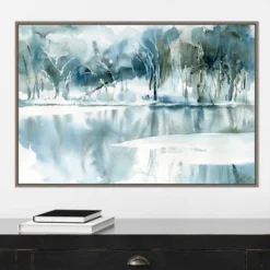 33" X 22" Blue Tree Reflections By Katrina Pete Framed Canvas Wall Art Gray Wash - Amanti Art -Amanti Art GUEST 9d6d857c 8d57 4d0d 9b4d 0ca09cd51671