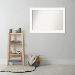42" X 30" Non-Beveled Cabinet Bathroom Wall Mirror White - Amanti Art -Amanti Art GUEST 9eb1c4e4 3381 4942 be9c 7fc192791e07
