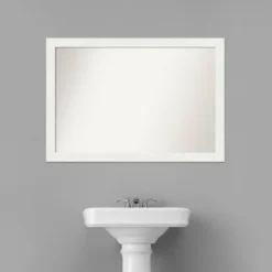 40" X 28" Non-Beveled Vanity White Narrow Bathroom Wall Mirror - Amanti Art 16 40" X 28" Non-Beveled Vanity White Narrow Bathroom Wall Mirror - Amanti Art -Amanti Art GUEST 9ed4c69f d6e8 45ca b3c7 dd2ec59e8ff8