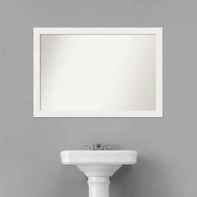 40" X 28" Non-Beveled Vanity White Narrow Bathroom Wall Mirror - Amanti Art 9 40" X 28" Non-Beveled Vanity White Narrow Bathroom Wall Mirror - Amanti Art - Image 7