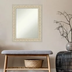 24" X 30" Non-Beveled Fair Baroque Cream Wood Wall Mirror - Amanti Art -Amanti Art GUEST 9ee512dc c496 44ba a4a1 4858e2c4f60b
