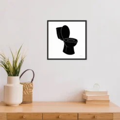 16" X 16" Bathroom Puns III No Words By Becky Thorns Framed Canvas Wall Art Black - Amanti Art -Amanti Art GUEST a0b3c290 340d 4ce5 a92e 68e508071add