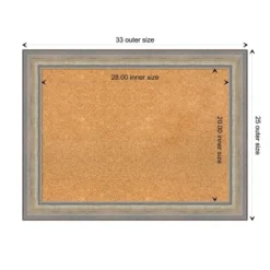 33"x25" Wood Frame Natural Cork Board Fleur Champagne Silver - Amanti Art -Amanti Art GUEST a13b3133 da88 42d5 972c a05f6478cbb5