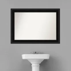 42" X 30" Non-Beveled Parlor Bathroom Wall Mirror Black - Amanti Art -Amanti Art GUEST a1896c7c c1c2 489b bd80 0064db90ef1e