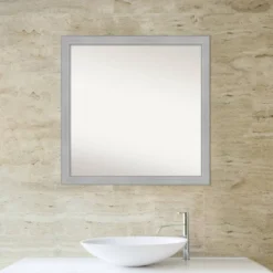 29" X 29" Non-Beveled Vista Brushed Nickel Narrow Bathroom Wall Mirror - Amanti Art -Amanti Art GUEST a2580b3e 7f1f 483a b5b8 77fecc686379