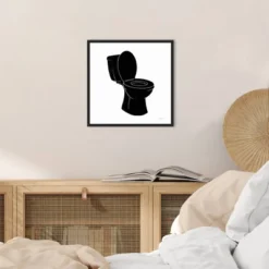 16" X 16" Bathroom Puns III No Words By Becky Thorns Framed Canvas Wall Art Black - Amanti Art -Amanti Art GUEST a2e4976a 14b7 4f21 8995 d8ad9243c4bb