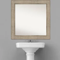 32" X 32" Non-Beveled Trellis Silver Wood Bathroom Wall Mirror - Amanti Art -Amanti Art GUEST a3423c6e 6617 459f a319 1c90c7fdcddc