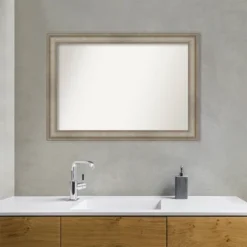 42" X 30" Non-Beveled Mezzanine Antique Narrow Wood Bathroom Wall Mirror Silver - Amanti Art -Amanti Art GUEST a3500540 1cad 412f b463 e65bf1ec6b31