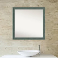 30"x30" Non-Beveled Upcycled Wood Bathroom Wall Mirror Teal/Gray - Amanti Art: Modern Square, Wall Mount, Includes Hardware -Amanti Art GUEST a3aed99b a185 4c83 b6d9 04ace66d5e54