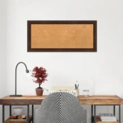 Amanti Art 33"x15" Narrow Wood Frame Natural Cork Board Warm Walnut : Bulletin Board For Office, Wall Mounted Presentation Board -Amanti Art GUEST a405f736 1cb2 4acf 8885 96cf0f712a6b