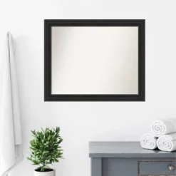 32" X 26" Non-Beveled Shipwreck Black Narrow Bathroom Wall Mirror - Amanti Art -Amanti Art GUEST a4d04898 4f14 41a5 9c7e 5d25518f1e95