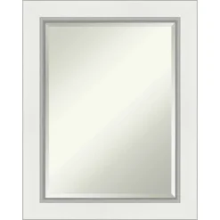 Eva White Silver Framed Bathroom Vanity Wall Mirror - Amanti Art -Amanti Art GUEST a5a33c0d 64ad 4c42 a52b 1012551ca446
