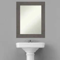24" X 30" Non-Beveled Rustic Plank Gray Bathroom Wall Mirror - Amanti Art -Amanti Art GUEST a5babf18 76d3 4fdf 85c2 d908466ebe18