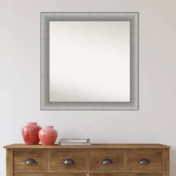 31" X 31" Non-Beveled Elegant Bathroom Wall Mirror Brushed Pewter - Amanti Art -Amanti Art GUEST a6efe98f fc01 4c5b af31 dc04f256a13f