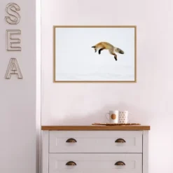 23" X 16" Red Fox In Snow By Deborah Winchester Danita Delimont Framed Canvas Wall Art - Amanti Art -Amanti Art GUEST a84a4aa4 7130 4350 adf7 acb5cf2eccb0