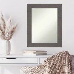 24" X 30" Non-Beveled Rustic Plank Gray Wall Mirror - Amanti Art -Amanti Art GUEST a8e7c766 be9f 4ba5 8676 b85b22cd6c2d