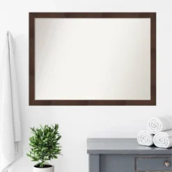 41" X 30" Non-Beveled Wildwood Brown Narrow Bathroom Wall Mirror - Amanti Art -Amanti Art GUEST aa55208b d50e 4056 9afe 4b80dab00a4d