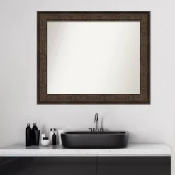 34" X 28" Non-Beveled Ridge Bronze Bathroom Wall Mirror - Amanti Art -Amanti Art GUEST aa789e1e 5018 4e59 87d5 8625ab39041e