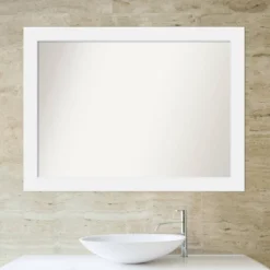 43" X 32" Non-Beveled Corvino Wood Bathroom Wall Mirror White - Amanti Art -Amanti Art GUEST aada4e2a 5297 4bda 980f f529cf14fbdd
