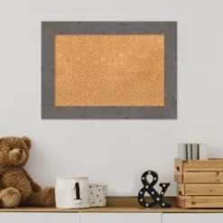 Amanti Art Rustic Plank Narrow Framed Corkboard, Natural Cork -Amanti Art GUEST ab54a766 e28d 4f09 84a5 2e0f3e2bea71