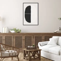 23" X 33" Black And White Oval By Incado Framed Canvas Wall Art Print - Amanti Art -Amanti Art GUEST ab5664f2 3fce 4945 9a81 d5742526ef8f