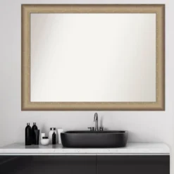 43" X 32" Non-Beveled Elegant Bathroom Wall Mirror Brushed Bronze - Amanti Art -Amanti Art GUEST abe0396c 8eff 4018 a34a d269220e361a