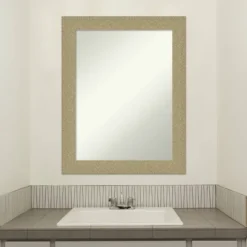 22" X 28" Non-Beveled Mosaic Bathroom Wall Mirror Gold - Amanti Art -Amanti Art GUEST abe51ee4 6145 4ff7 8bc2 cebe0820e6e7