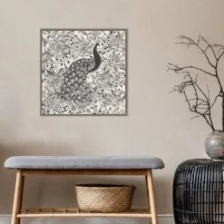 22" X 22" Peacock Garden III BW By Miranda Thomas Framed Canvas Wall Art Gray Wash - Amanti Art -Amanti Art GUEST abf0fbbd cfc9 49fc b325 85ea907680ab