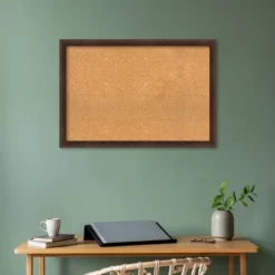 39"x27" Narrow Wood Frame Natural Cork Board Warm Walnut - Amanti Art: Wall Mounted, Bulletin Display -Amanti Art GUEST ac30c1dd 2ed9 4b7c b998 3ce5a4ea2266