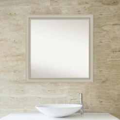 30" X 30" Non-Beveled Romano Silver Narrow Wood Bathroom Wall Mirror - Amanti Art -Amanti Art GUEST ac9dbce0 5736 4214 af27 ec7fced501fc