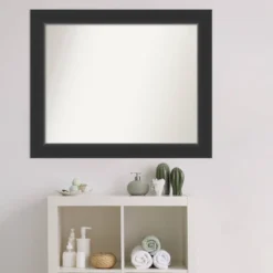 33" X 27" Non-Beveled Corvino Wood Bathroom Wall Mirror Black - Amanti Art -Amanti Art GUEST acae9c51 acb4 4a87 9c93 7696c9e02ee3