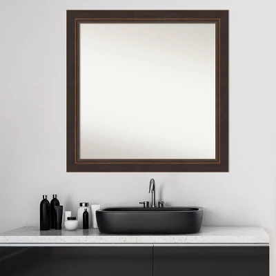 31" X 31" Non-Beveled Lara Wood Bathroom Wall Mirror Bronze - Amanti Art 8 31" X 31" Non-Beveled Lara Wood Bathroom Wall Mirror Bronze - Amanti Art - Image 6