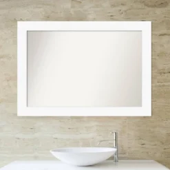 42" X 30" Non-Beveled Cabinet Bathroom Wall Mirror White - Amanti Art -Amanti Art GUEST ad680f41 2010 4013 a234 720de3aa880d