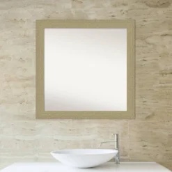 30" X 30" Non-Beveled Mosaic Bathroom Wall Mirror Gold - Amanti Art -Amanti Art GUEST ad8b8104 2181 4b0a 8058 8a85c0c8a72d