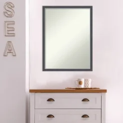 20" X 26" Non-Beveled Eva Thin Bathroom Wall Mirror Black - Amanti Art -Amanti Art GUEST adae10ce 3a8f 4f6d a1f4 7cac6ec0f04d