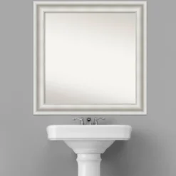 32" X 32" Non-Beveled Parlor White Bathroom Wall Mirror - Amanti Art -Amanti Art GUEST ae019d05 f86a 4c28 8c2b 8d3a50abf779