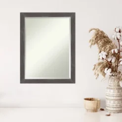 21" X 27" Beveled Woodridge Rustic Gray Wood Wall Mirror - Amanti Art -Amanti Art GUEST aee63c94 fd4b 4e92 a288 70d9ac017078