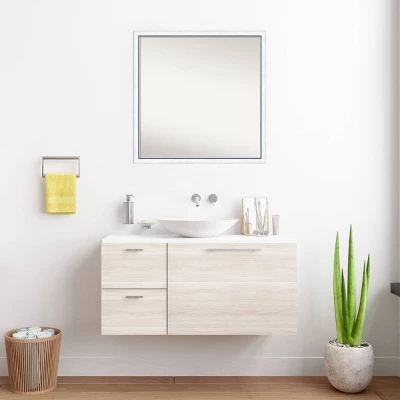28"x28" Non-Beveled Morgan Wood Bathroom Wall Mirror White/Blue - Amanti Art: Square, Modern, Wall Mount 6 28"x28" Non-Beveled Morgan Wood Bathroom Wall Mirror White/Blue - Amanti Art: Square, Modern, Wall Mount - Image 4