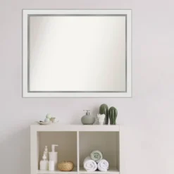 31" X 25" Non-Beveled Eva Narrow Bathroom Wall Mirror White - Amanti Art -Amanti Art GUEST b08dd2be 59cf 498b 9d4f 1020187a6de9