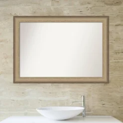 41" X 29" Non-Beveled Elegant Brushed Bathroom Wall Mirror Bronze - Amanti Art -Amanti Art GUEST b0a17041 be88 4536 8b45 dc7920a62367