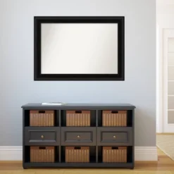 42" X 30" Non-Beveled Parlor Black Wall Mirror - Amanti Art -Amanti Art GUEST b13d135d 6be2 4516 8b34 12aae28f8161