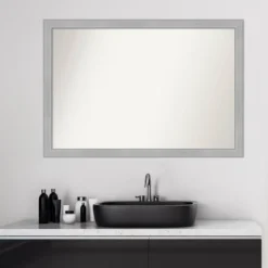 39" X 27" Non-Beveled Vista Brushed Nickel Narrow Bathroom Wall Mirror - Amanti Art -Amanti Art GUEST b1c99d4d 4f33 4933 871c 15185dfc3eba