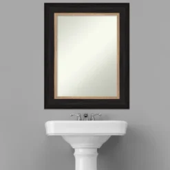 25" X 31" Non-Beveled Vogue Black Bathroom Wall Mirror - Amanti Art -Amanti Art GUEST b27533fd efc4 449f b7f7 36a05dcd1e54