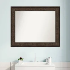 34" X 28" Non-Beveled Ridge Bronze Bathroom Wall Mirror - Amanti Art -Amanti Art GUEST b2c6800c bb43 4bc8 8d66 7a98bd01a1ab