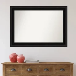 42" X 30" Non-Beveled Parlor Black Wall Mirror - Amanti Art -Amanti Art GUEST b2ee8ce6 c44e 4158 adaa 04dba343ce7b