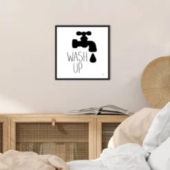 16" X 16" Bathroom Etiquette V By Leah York Framed Canvas Wall Art - Amanti Art -Amanti Art GUEST b2f3e9c0 f368 4dd7 ba16 ca6a12fd291e