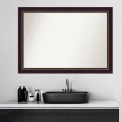 40" X 28" Non-Beveled Signore Bronze Wood Bathroom Wall Mirror - Amanti Art -Amanti Art GUEST b3a5dc28 f4b3 4f9f a3b8 575674e2c375
