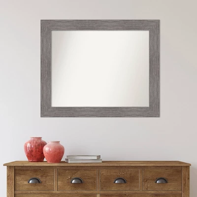 34" X 28" Non-Beveled Pinstripe Plank Gray Bathroom Wall Mirror - Amanti Art 7 34" X 28" Non-Beveled Pinstripe Plank Gray Bathroom Wall Mirror - Amanti Art - Image 5