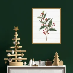 16" X 20" Christmas Moments IV Holly By Silvia Vassileva Framed Canvas Wall Art - Amanti Art -Amanti Art GUEST b46968f8 f943 4244 a5c2 ef4638c0a3b9