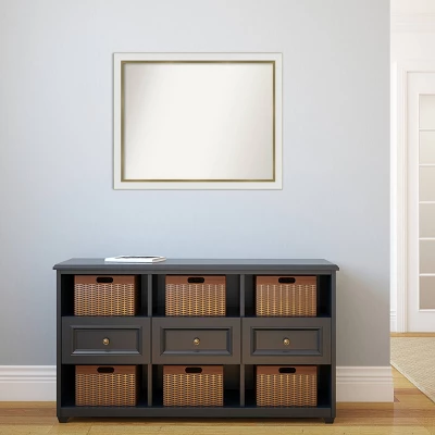 Amanti Art 31" X 25" Non-Beveled Eva White Gold Narrow Wall Mirror : Modern Rectangle, Polystyrene Frame 7 Amanti Art 31" X 25" Non-Beveled Eva White Gold Narrow Wall Mirror : Modern Rectangle, Polystyrene Frame - Image 5